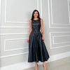 MIDI™  / Stilvoll Midikleid mit perfekter Taille & edlem Leder-Look.
