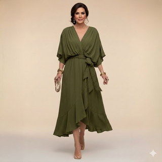 MARTA™ | CHIFFONKLEID MIT V-AUSSCHNITT